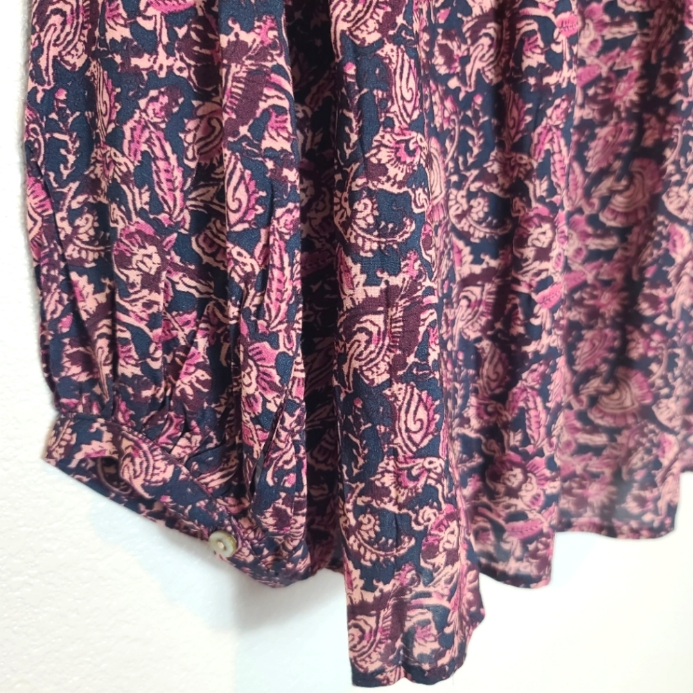 FAHERTY Portia Blouse Peasant Top in Fiona Block Print NWT Size Small - Picture 8 of 9